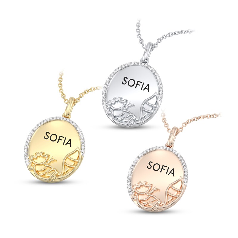 Main Image 2 of Disney Treasures Alice in Wonderland "Cheshire Cat" Diamond Necklace 1/15 ct tw 10K White Gold 17"