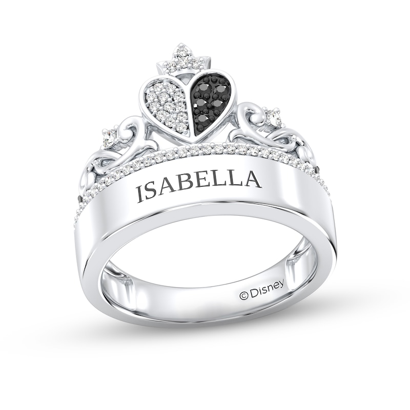 Main Image 1 of Disney Treasures Alice in Wonderland Black & White Diamond Heart Ring 1/4 ct tw 10K White Gold