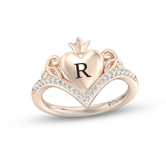 Disney Treasures Alice in Wonderland Diamond Heart Ring 1/6 ct tw 10K Rose Gold