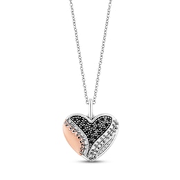 Disney Treasures The Nightmare Before Christmas Diamond Heart Necklace 1/6 ct tw Sterling Silver & 10K Rose Gold 17"