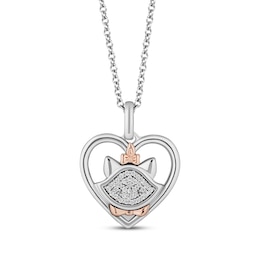Disney Treasures The Aristocats Diamond Heart Necklace 1/15 ct tw Sterling Silver & 10K Rose Gold 19"