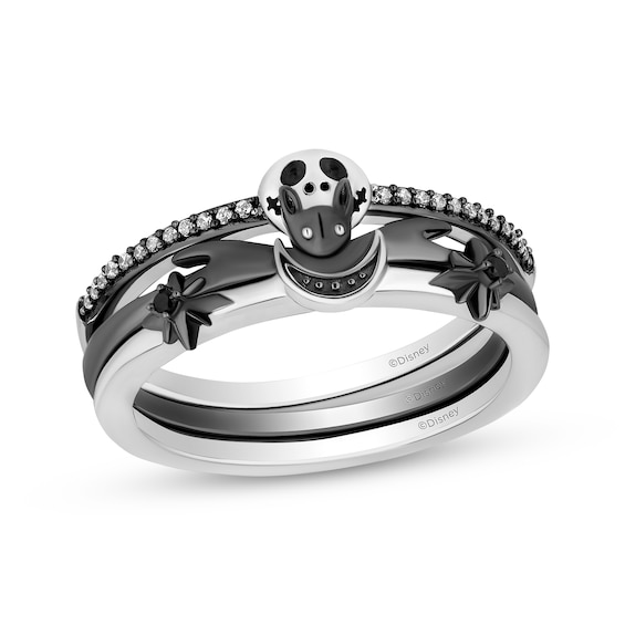 Disney Treasures The Nightmare Before Christmas "Jack Skellington" Spooky Symbols Diamond Ring 1/15 ct tw Sterling Silver
