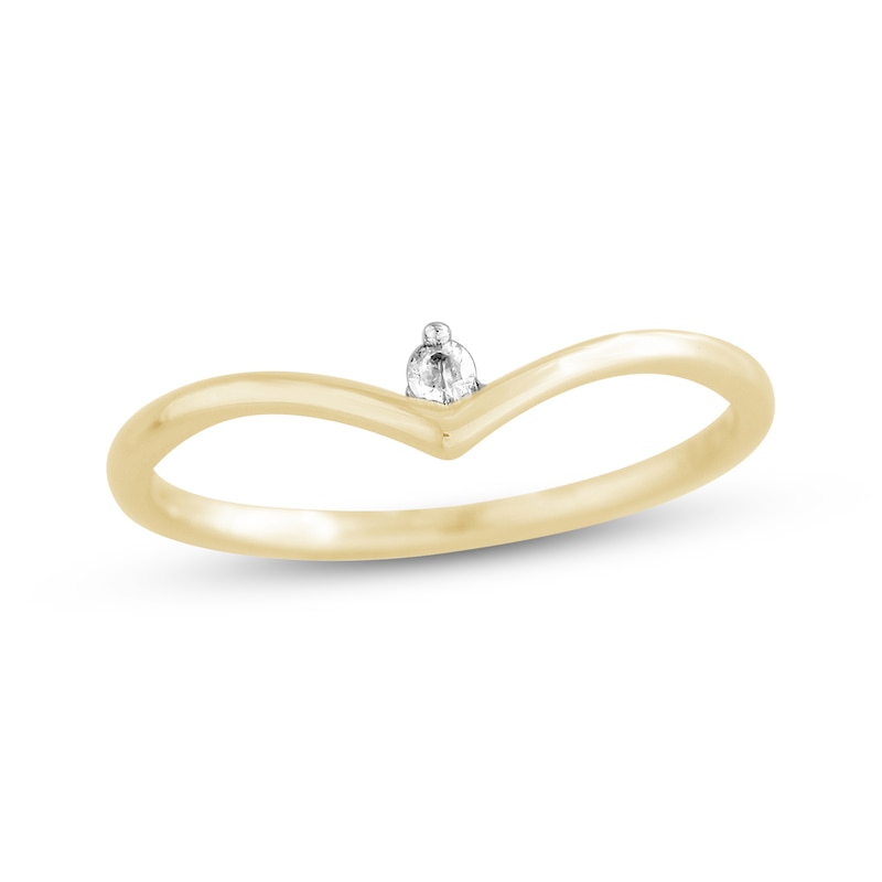 Main Image 1 of Diamond Accent Solitaire Chevron Ring 10K Yellow Gold