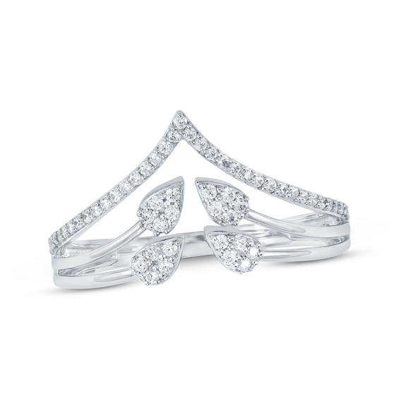 Multi-Diamond Teardrop Chevron Ring 1/4 ct tw 10K White Gold