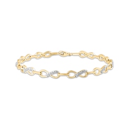 Diamond Infinity Link Bracelet 1/4 ct tw 14K Yellow Gold-Plated Sterling Silver 7"