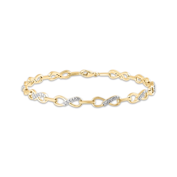Diamond Infinity Link Bracelet 1/4 ct tw 14K Yellow Gold-Plated Sterling Silver 7"