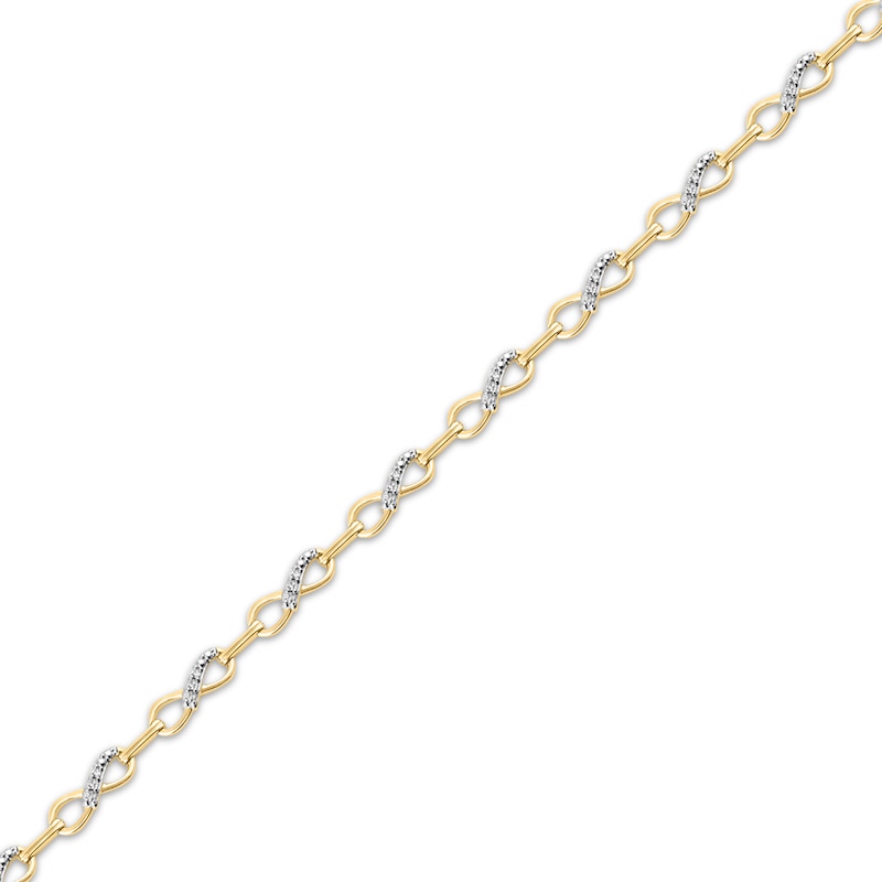 Main Image 2 of Diamond Infinity Link Bracelet 1/4 ct tw 14K Yellow Gold-Plated Sterling Silver 7"