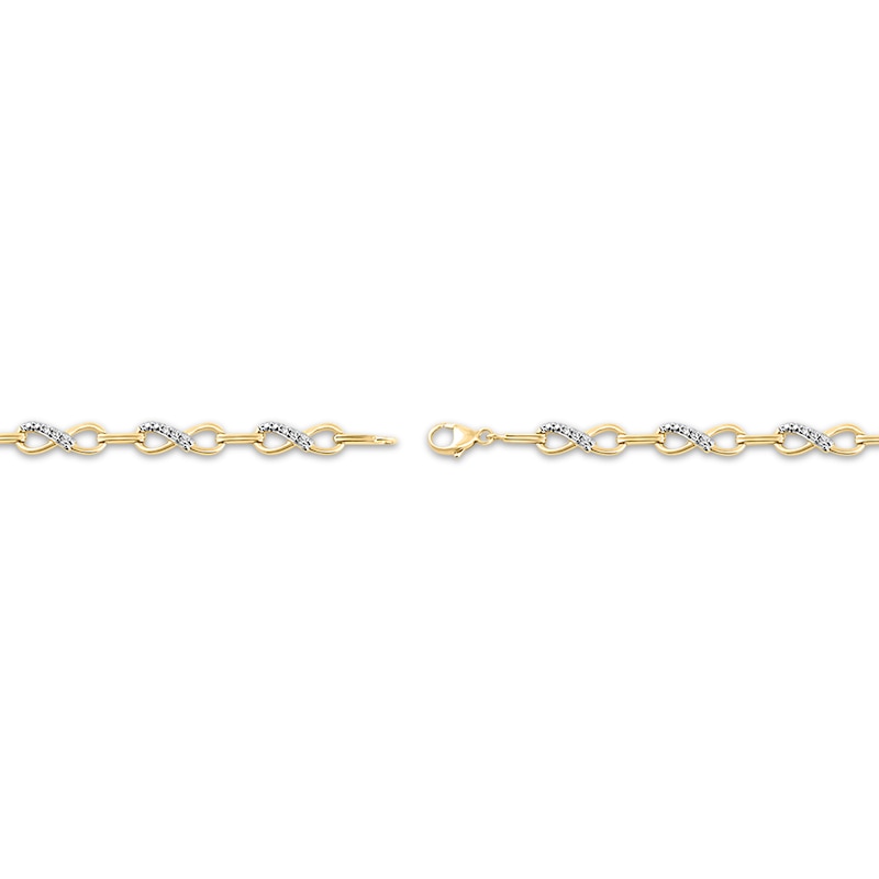 Main Image 3 of Diamond Infinity Link Bracelet 1/4 ct tw 14K Yellow Gold-Plated Sterling Silver 7"