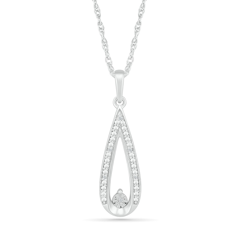 Main Image 1 of Diamond Accent Elongated Teardrop Necklace Sterling Silver