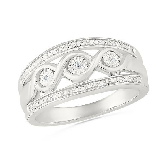 Diamond Accent Double Infinity Channel Ring Sterling Silver