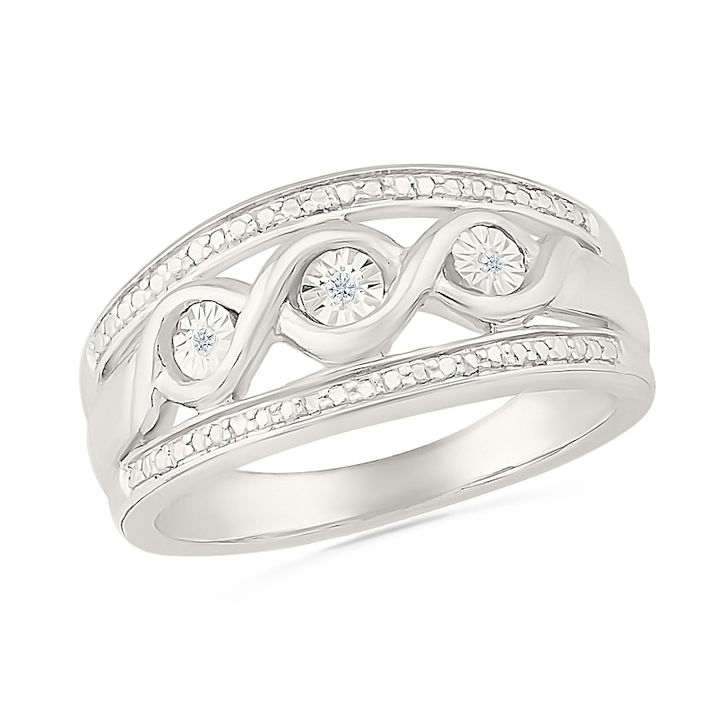 Main Image 1 of Diamond Accent Double Infinity Channel Ring Sterling Silver