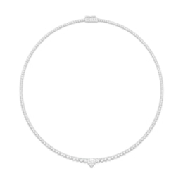 KAY Lab-Grown Diamonds Heart-Shaped & Round-Cut Graduated Tennis Necklace 7 ct tw Sterling Silver 17"
