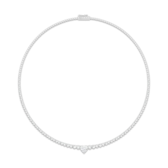 KAY Lab-Grown Diamonds Heart-Shaped & Round-Cut Graduated Tennis Necklace 7 ct tw Sterling Silver 17"