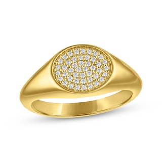 STUDIO BY KAY Lab-Grown Diamond Signet Ring 1/6 ct tw 24K Yellow Gold Vermeil Sterling Silver