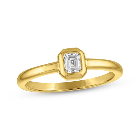 STUDIO BY KAY Lab-Grown Diamond Emerald-Cut Solitaire Ring 1/5 ct tw 24K Yellow Gold Vermeil Sterling Silver