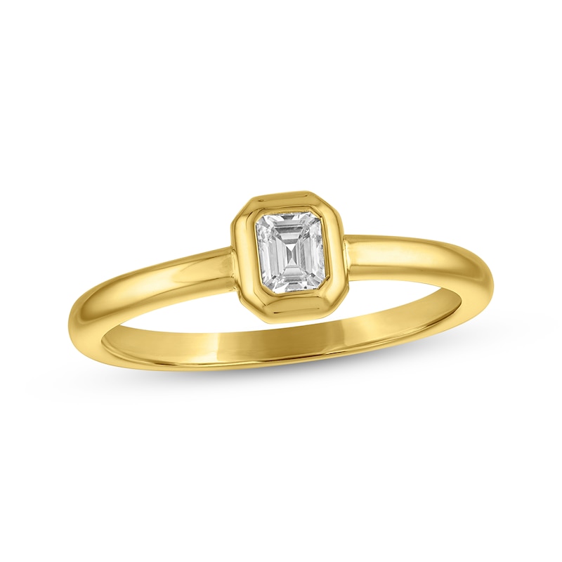 Main Image 1 of STUDIO BY KAY Lab-Grown Diamond Emerald-Cut Solitaire Ring 1/5 ct tw 24K Yellow Gold Vermeil Sterling Silver