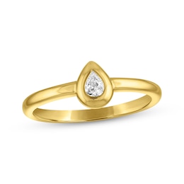 STUDIO BY KAY Lab-Grown Diamond Pear-Shaped Solitaire Ring 1/5 ct tw 24K Yellow Gold Vermeil Sterling Silver