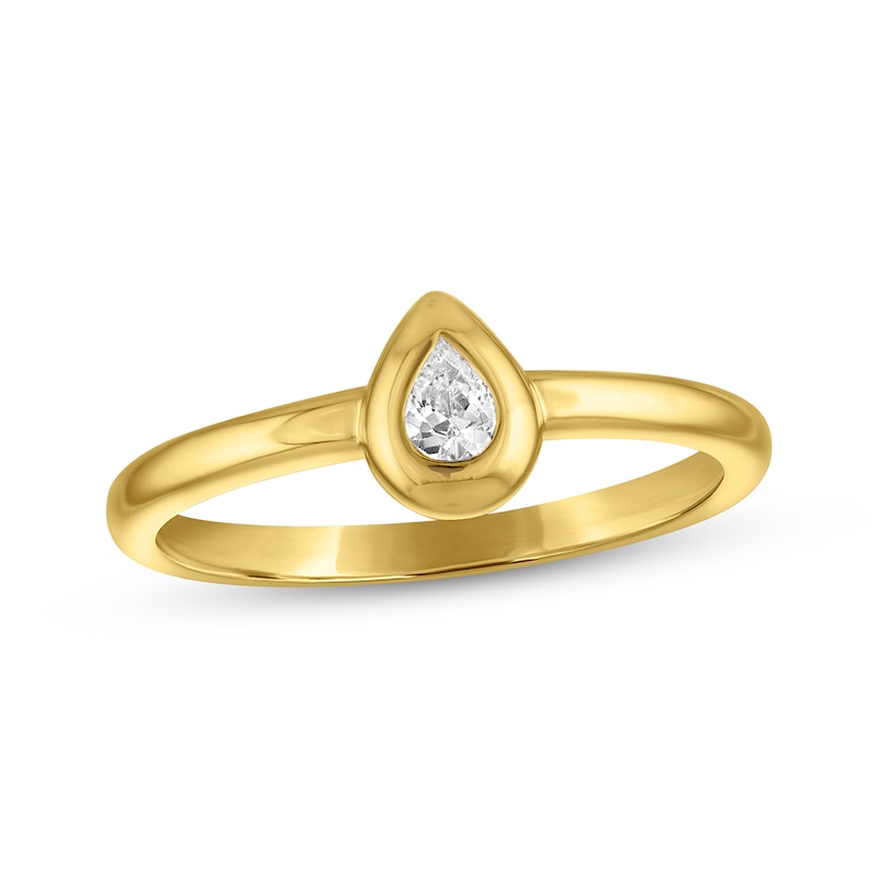 Main Image 1 of STUDIO BY KAY Lab-Grown Diamond Pear-Shaped Solitaire Ring 1/5 ct tw 24K Yellow Gold Vermeil Sterling Silver