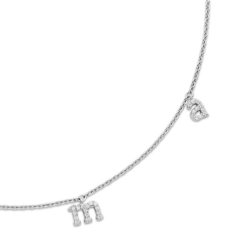 Main Image 2 of Diamond "Mama" Station Necklace 1/8 ct tw Sterling Silver 18"