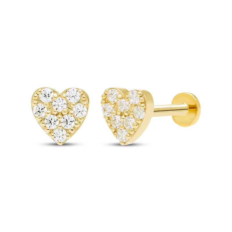 Main Image 1 of STUDIO BY KAY Lab-Grown Diamond Heart Stud Flat Back Earrings 1/6 ct tw 24K Yellow Gold Vermeil Sterling Silver