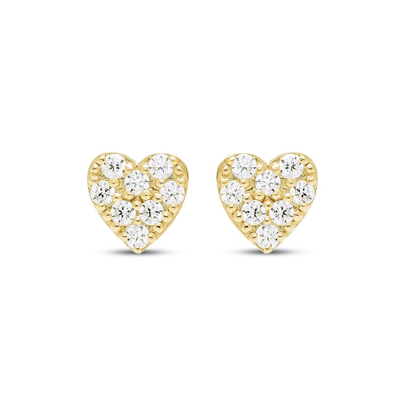 Main Image 2 of STUDIO BY KAY Lab-Grown Diamond Heart Stud Flat Back Earrings 1/6 ct tw 24K Yellow Gold Vermeil Sterling Silver