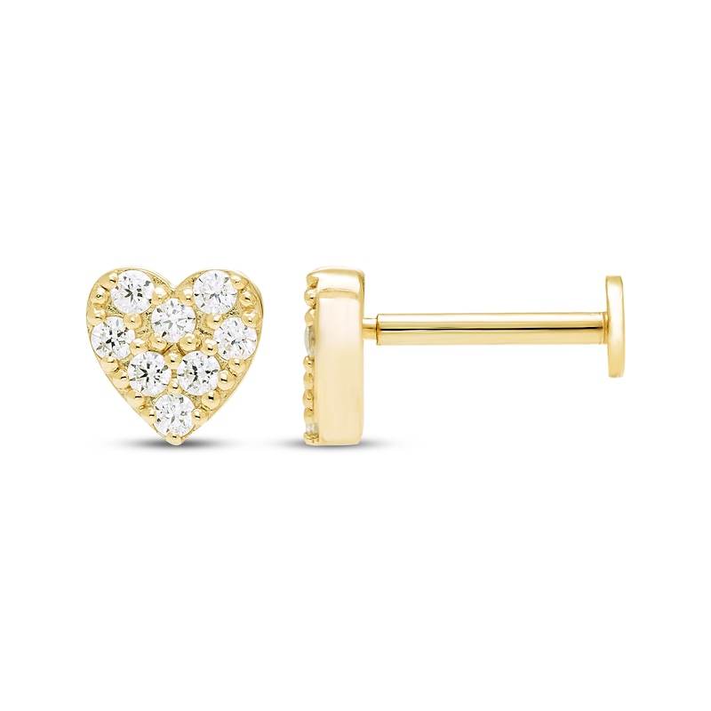 Main Image 3 of STUDIO BY KAY Lab-Grown Diamond Heart Stud Flat Back Earrings 1/6 ct tw 24K Yellow Gold Vermeil Sterling Silver