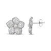 Thumbnail Image 3 of Cultured Pearl & White Lab-Created Sapphire Flower Stud Earrings Sterling Silver