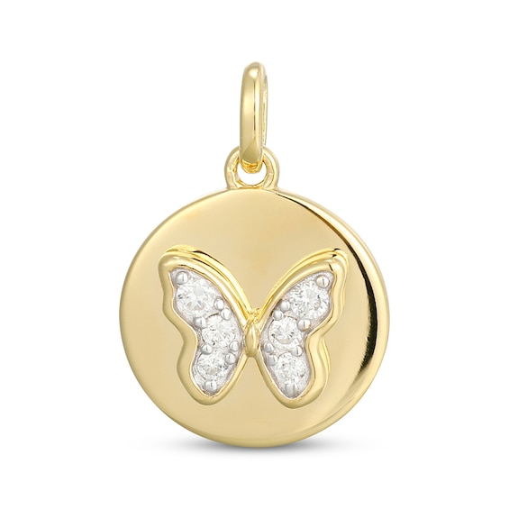 STUDIO BY KAY Lab-Grown Diamonds Butterfly Charm 1/10 ct tw 24 Yellow Gold Vermeil Sterling Silver