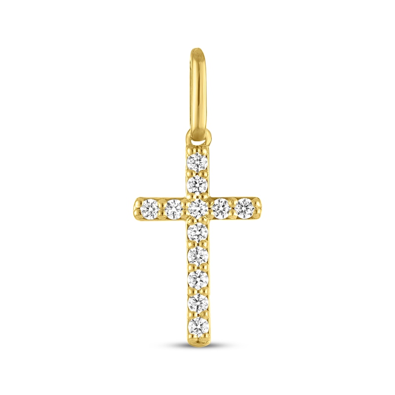 Main Image 1 of STUDIO BY KAY Lab-Grown Diamond Cross Charm 1/10 ct tw 24K Yellow Gold Vermeil Sterling Silver