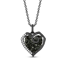 Disney Treasures The Nightmare Before Christmas Heart-Shaped Natural Druzy & Lab-Grown Diamond Necklace 1/15 ct tw Sterling Silver 17"