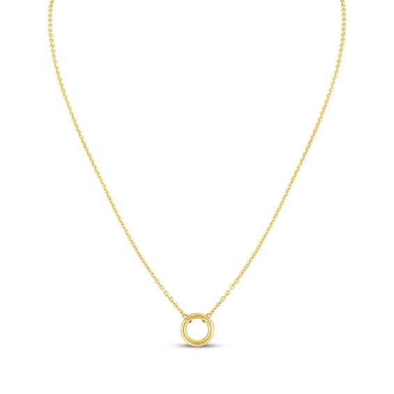 STUDIO BY KAY Circle Charm Holder Necklace 12mm 24K Yellow Gold Vermeil Sterling Silver 18"