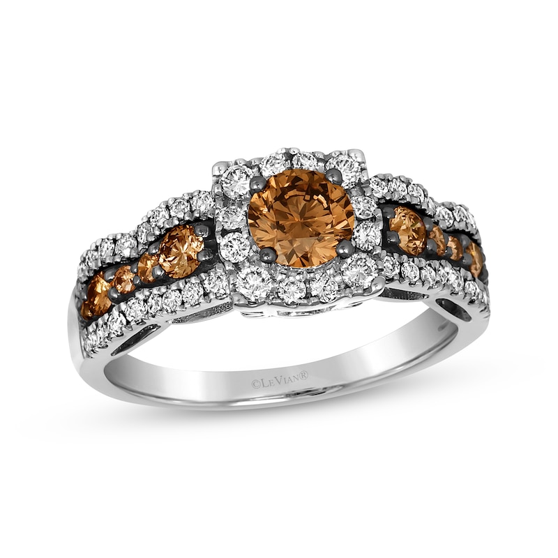 Main Image 1 of Le Vian Chocolate Waterfall Diamond Ring 1-1/5 ct tw 14K Vanilla Gold