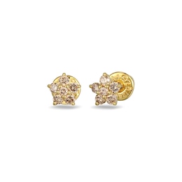 Rocksbox Brown Lab-Grown Diamond Flower Stud Earrings 1/6 ct tw 24K Yellow Gold Vermeil Sterling Silver