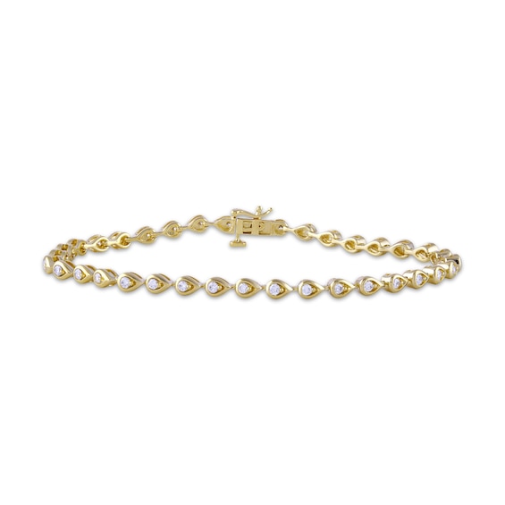KAY Lab-Grown Diamonds Round-Cut Teardrop Link Bracelet 1 ct tw 18K Yellow Gold-Plated Sterling Silver 7.25"