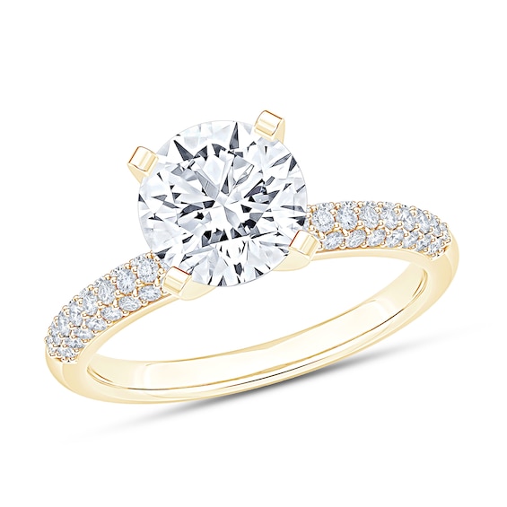 Now + Forever Pave Natural Diamond Engagement Ring Setting 1/3 ct tw 18K Yellow Gold