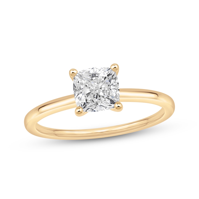 Main Image 1 of Now + Forever Lab-Grown Diamonds Certified Cushion-Cut Solitaire Engagement Ring 1 ct tw 14K Yellow Gold (F/VS2)