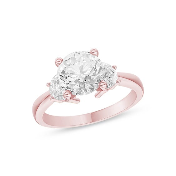 Now + Forever Three-Stone Lab-Grown Diamond Engagement Ring Setting 3/8 ct tw 14K Rose Gold