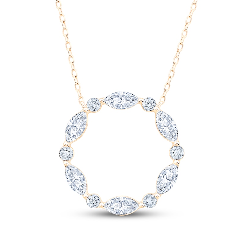 Main Image 1 of Neil Lane Artistry Marquise & Round-Cut Certified Lab-Grown Diamond Circle Necklace 1-1/2 ct tw 14K Yellow Gold 18"