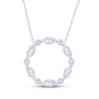 Neil Lane Artistry Marquise & Round-Cut Certified Lab-Grown Diamond Circle Necklace 1-1/2 ct tw 14K White Gold 18"
