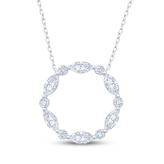 Neil Lane Artistry Marquise & Round-Cut Certified Lab-Grown Diamond Circle Necklace 1-1/2 ct tw 14K White Gold 18"
