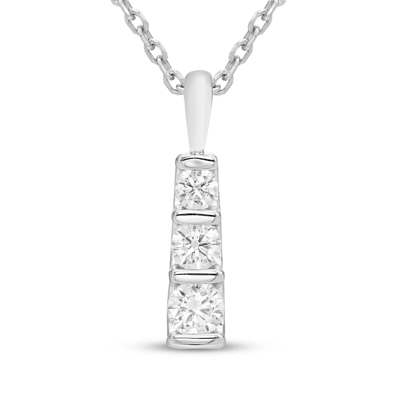 Kay Signature Collection Diamond Three-Stone Necklace 1/4 ct tw 10K White Gold 18"