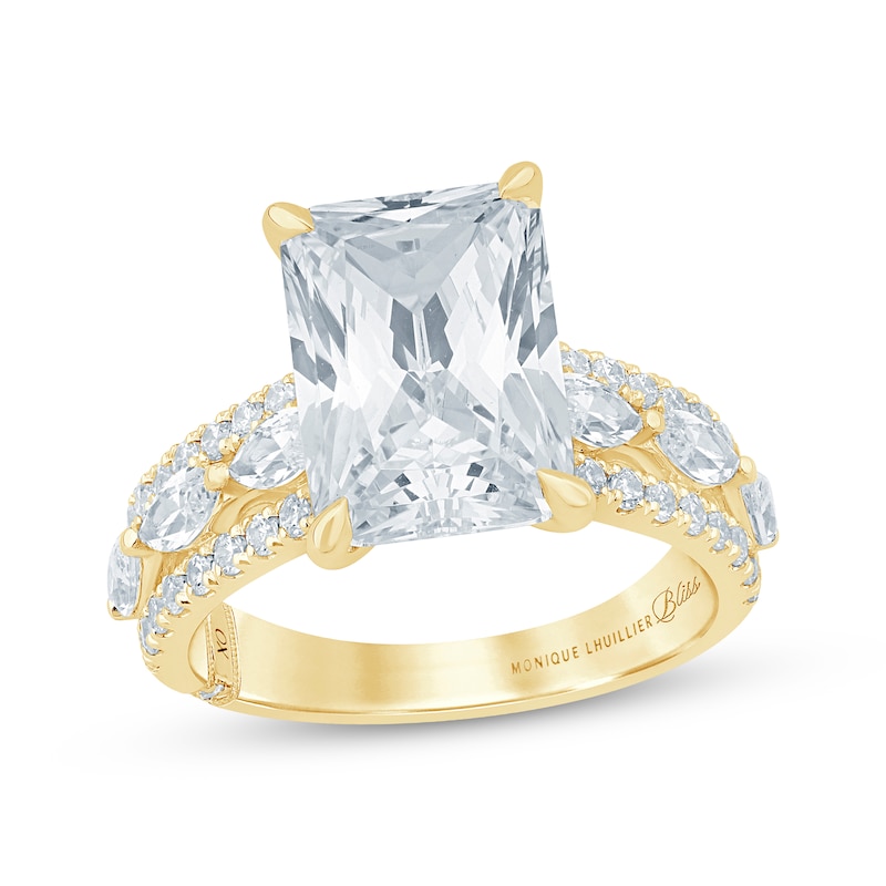 Main Image 1 of Monique Lhuillier Bliss Certified Radiant-Cut Lab-Grown Diamond Engagement Ring 6 ct tw 18K Yellow Gold