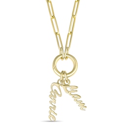 Nameplates on High-Polish Circle Link Paperclip Chain Necklace (2 Names)