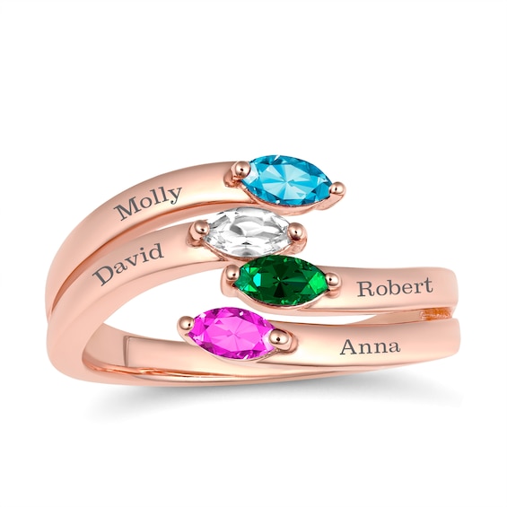 Birthstone Family & Mother's Ring (2-4 Stones and Lines)