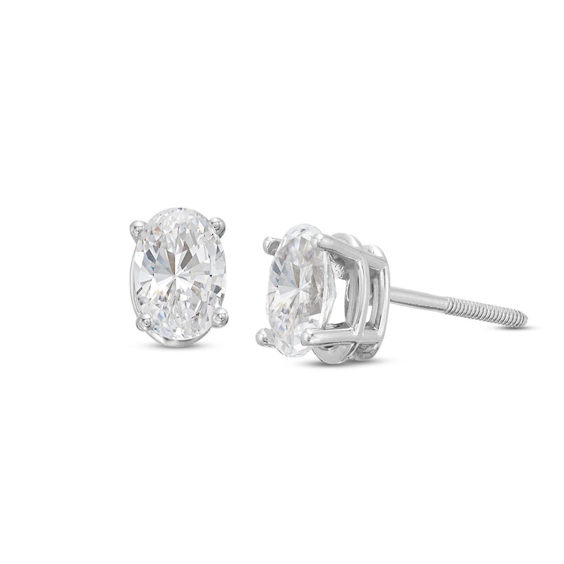 Main Image 1 of KAY Lab-Grown Diamonds Oval-Cut Solitaire Stud Earrings 1 ct tw 14K White Gold (F/SI2)