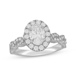 Neil Lane Artistry Oval-Cut Lab-Grown Diamond Halo Twist Engagement Ring 1-3/4 ct tw 14K White Gold