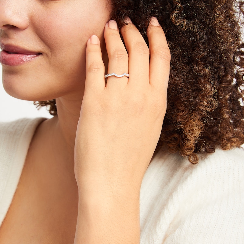 Main Image 4 of Neil Lane Artistry Lab-Grown Diamond Contour Wedding Band 1/5 ct tw 14K White Gold