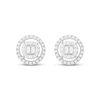 Thumbnail Image 0 of Baguette & Round-Cut Diamond Circle Stud Halo Earrings 1/2 ct tw Sterling Silver