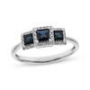 Thumbnail Image 1 of Square-Cut Natural Blue Sapphire & Diamond Three-Stone Ring 1/8 ct tw 10K White Gold