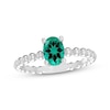 Thumbnail Image 0 of Oval-Cut Lab-Created Emerald Beaded Ring Sterling Silver